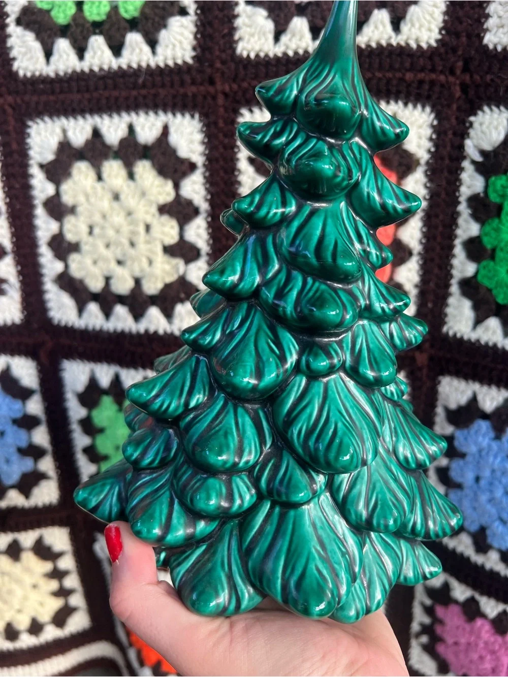 Vintage Holland Mold 1978 Green Ceramic Christmas Tree Figurine Holiday Decor